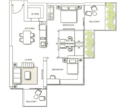 Lumiere - 2BR Floor Plan