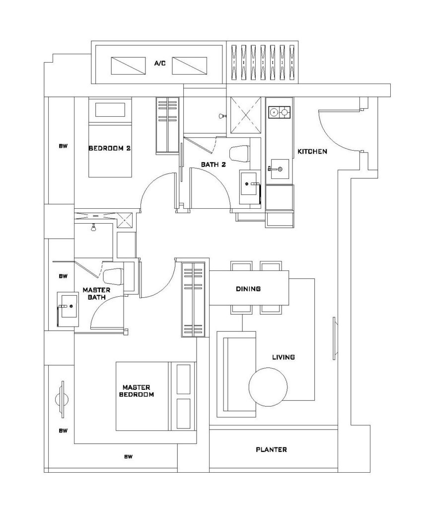 Skysuites@Anson - 2 BR Floor Plan