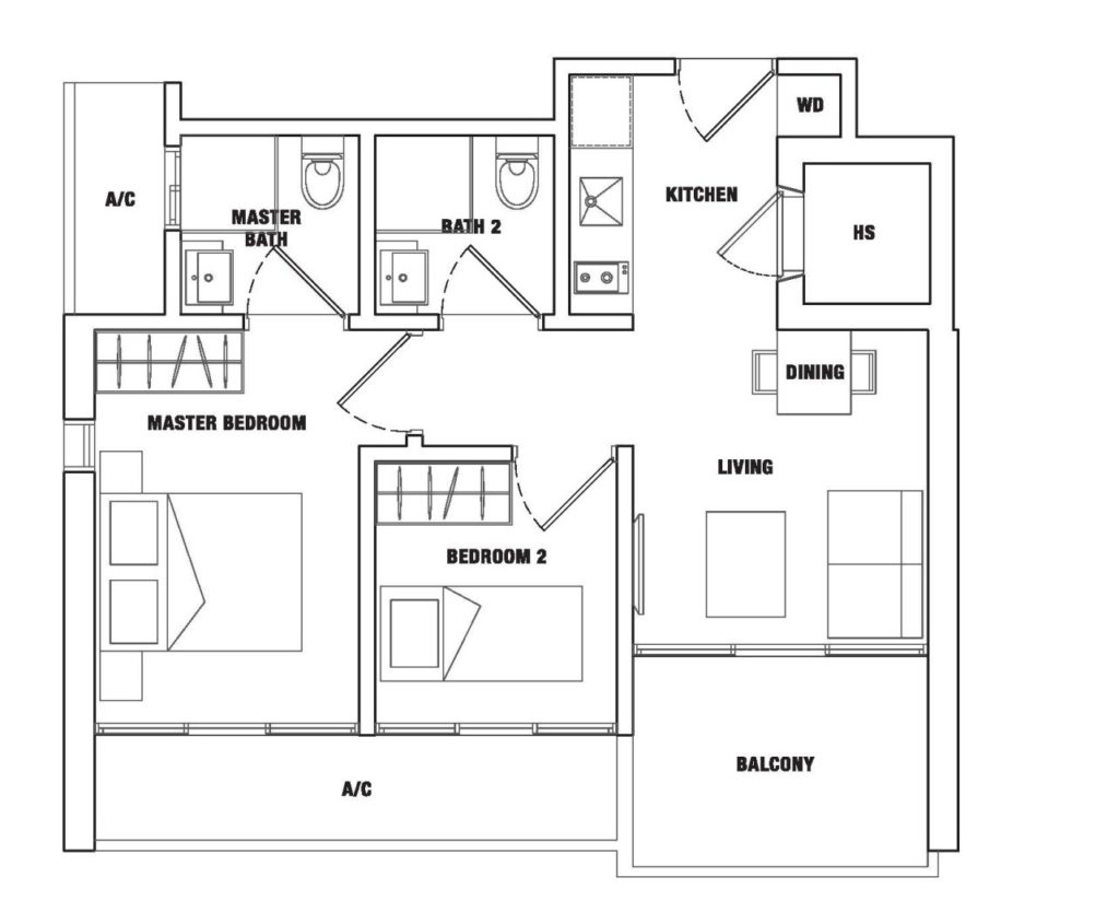 Spottiswoode 18 - 2BR Floor Plan