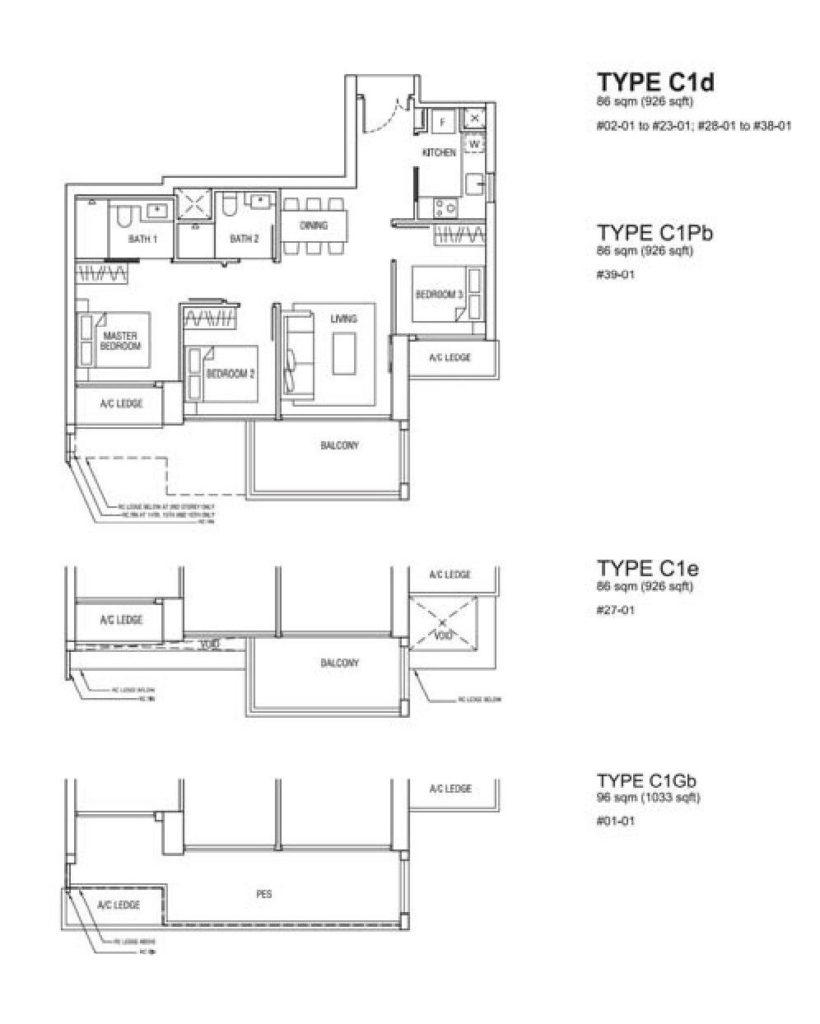 Alex Residences -3BR Floor Plan