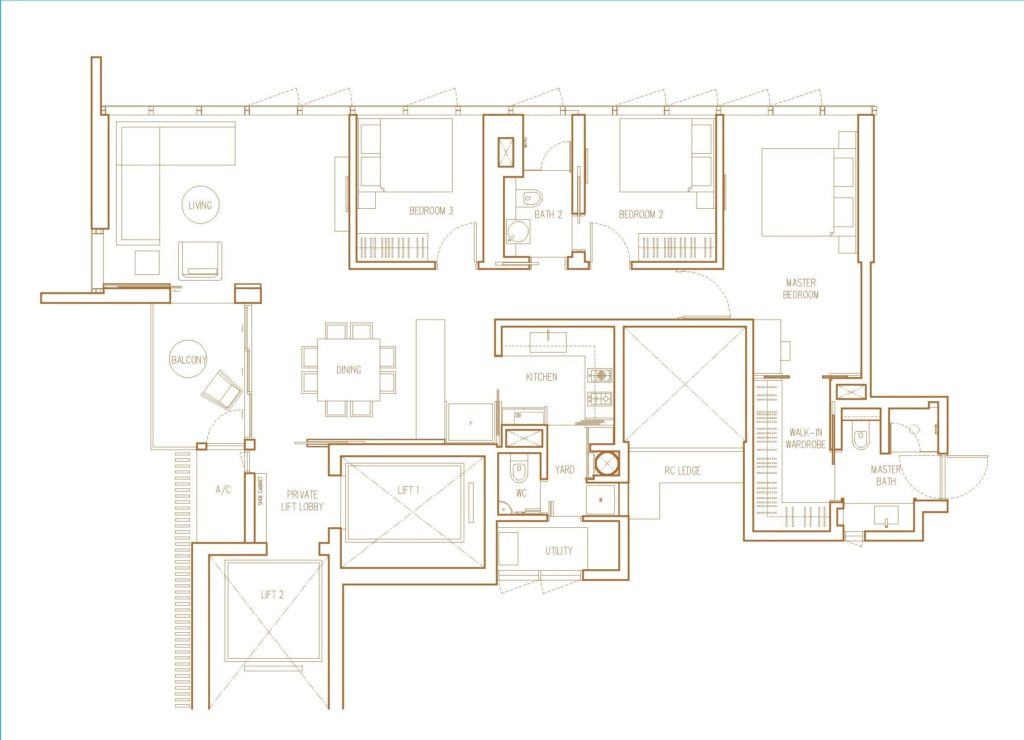 Echelon -3BR Floor Plan