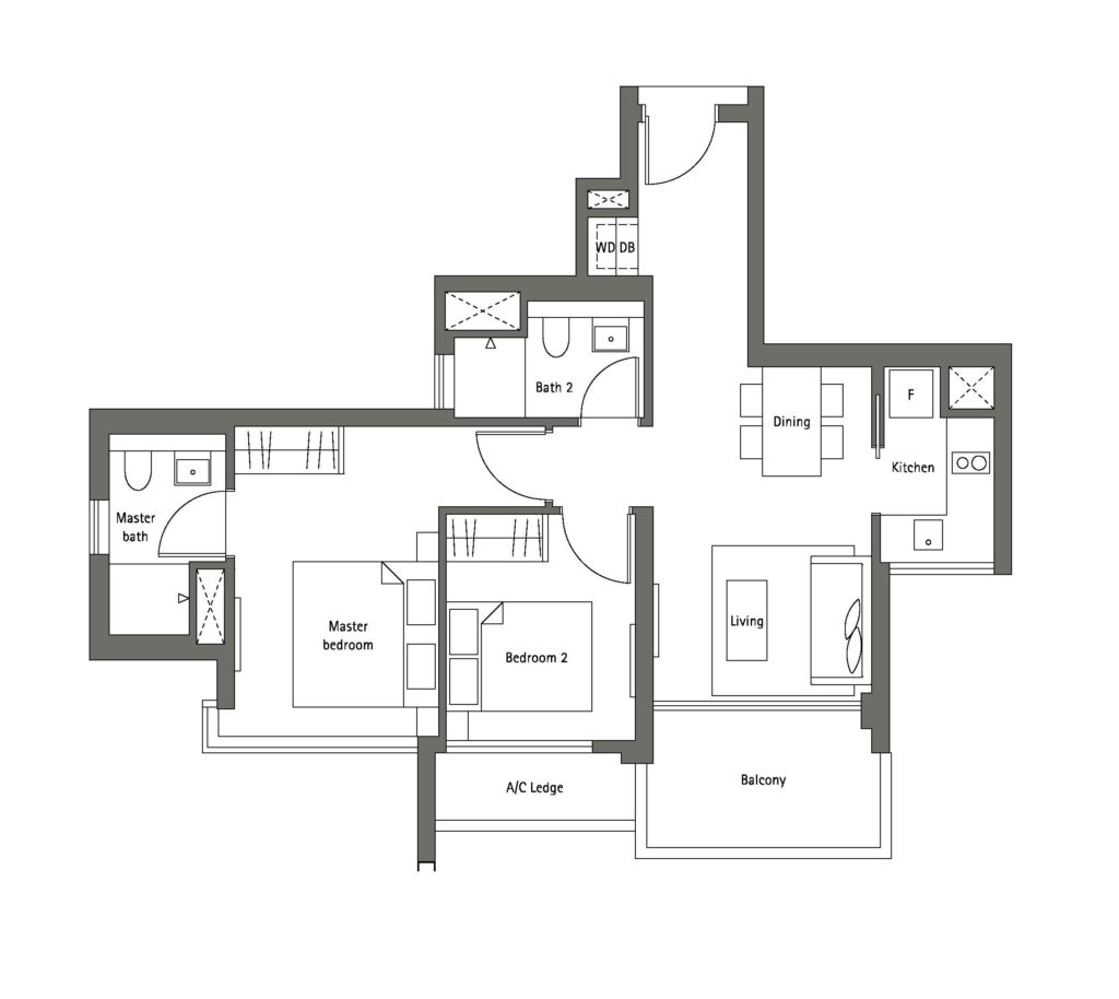 Principal Garden - 2BR Floor Plan