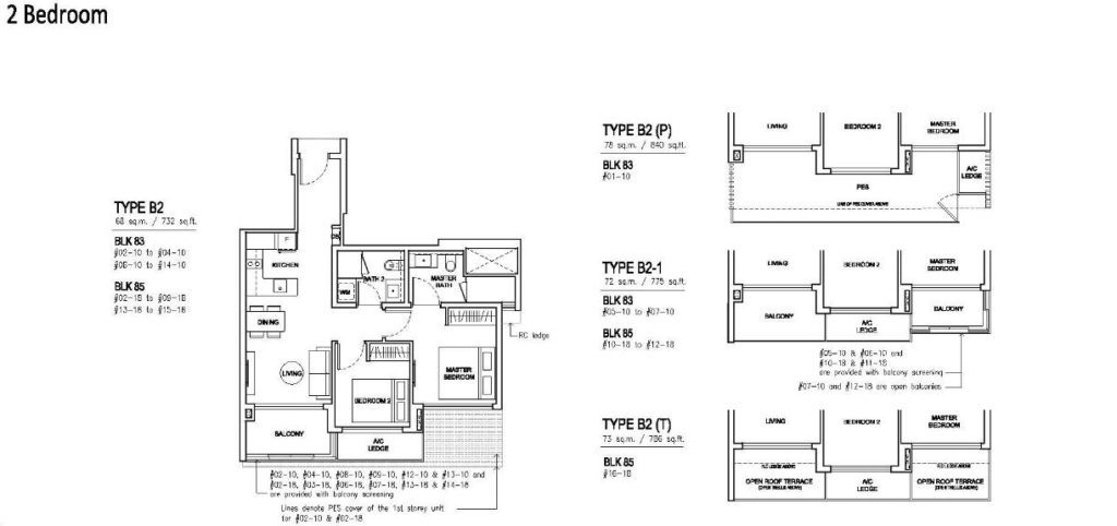 Jewel @ Buangkok  - 2 BR Floor Plan