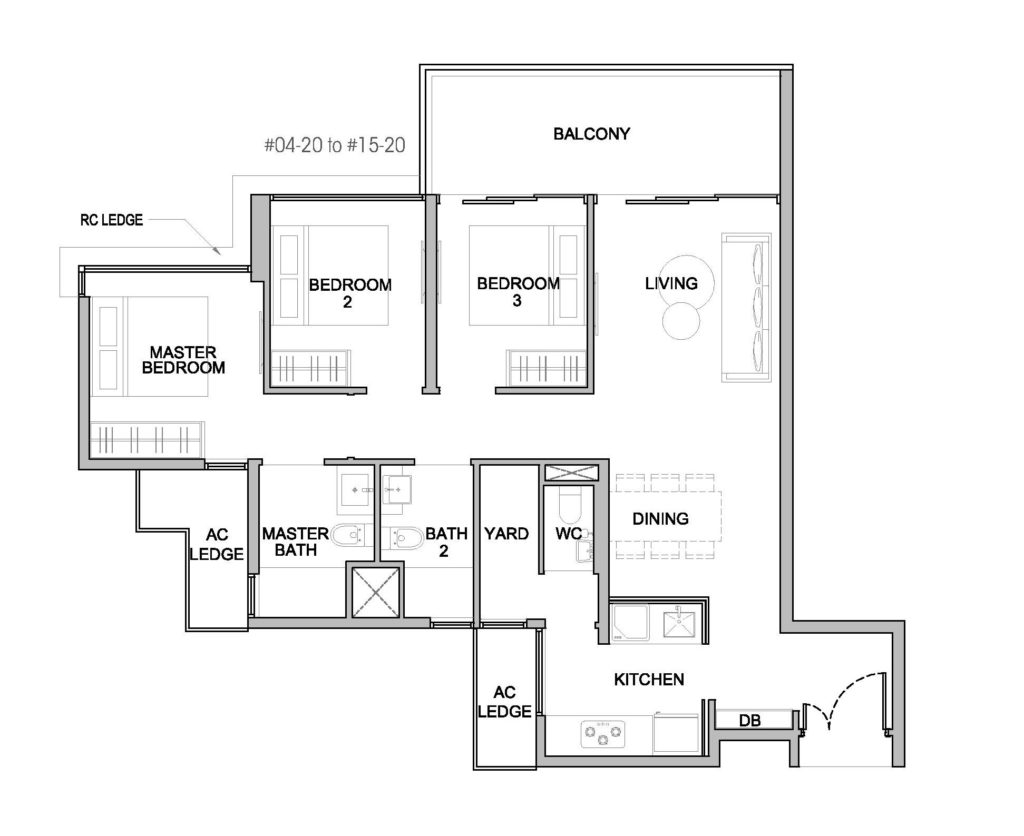 Kingsford Waterbay - 3 BR Floor Plan