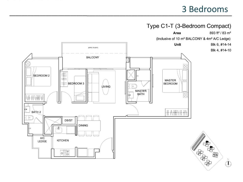  Kovan Regency - 3 BR Floor Plan