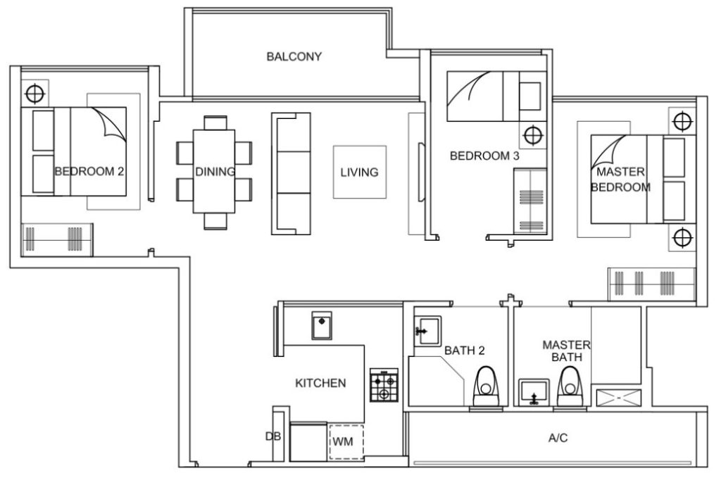 La Fiesta - 3 BR Floor Plan