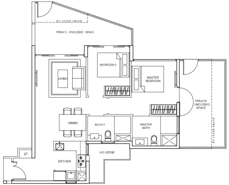 Parc Centros - 2 BR Floor Plan