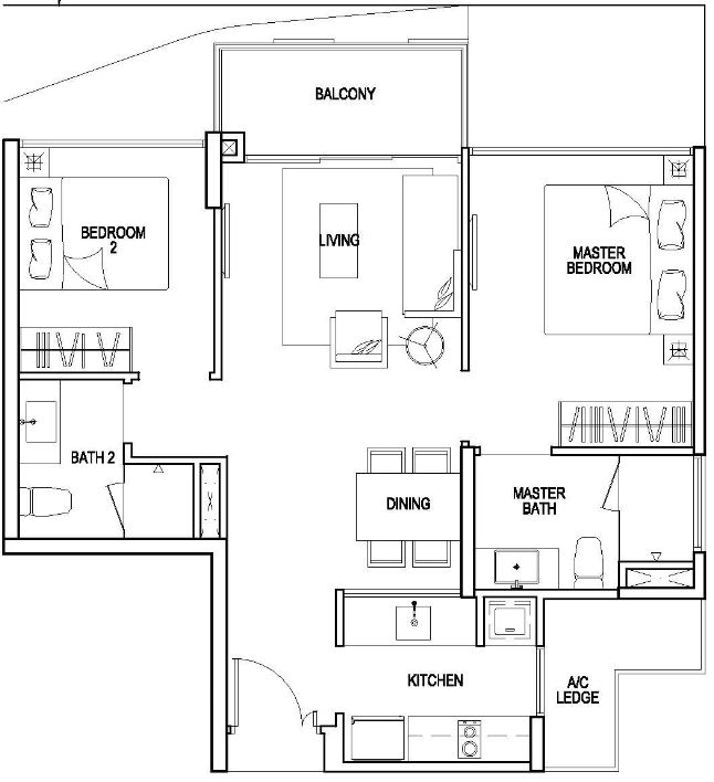 River Isles - 2 BR Floor Plan