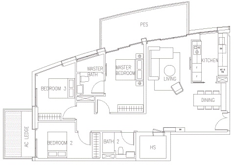 Corals at Keppel Bay - 3BR Floor Plan