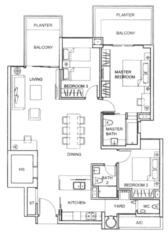 8 @ Mount Sophia - 3BR Floor Plan