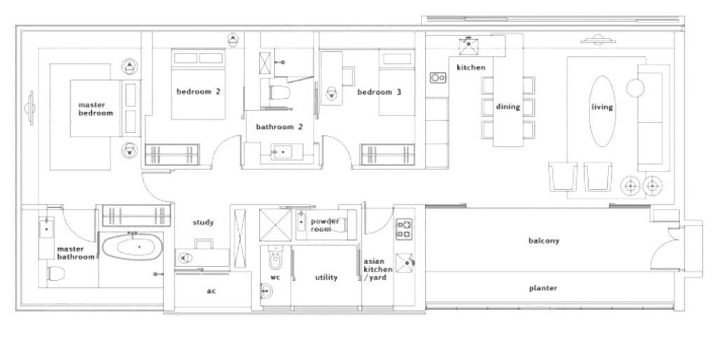 Oue Twin Peaks - 3BR Floor Plan