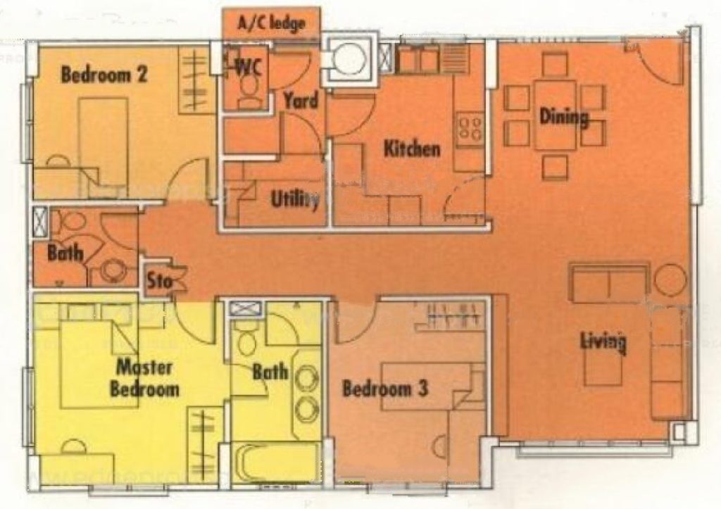 Springdale Condominium - 3BR + Utility Floor Plan