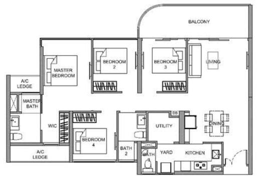 Kingsford Hillview Peak - 4BR Floor Plan